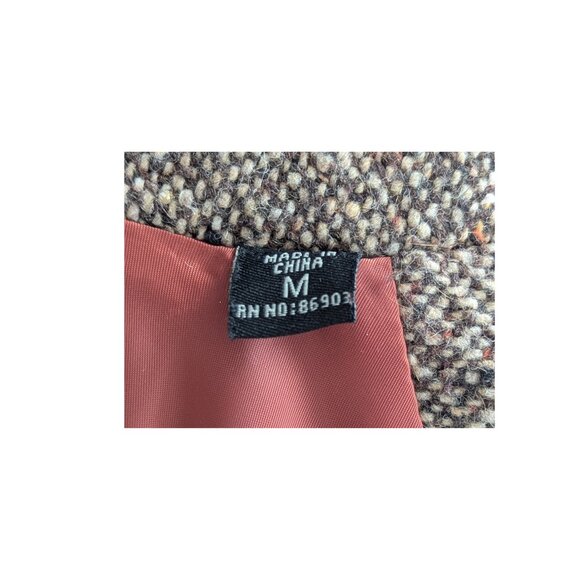 ✨GUESS Wool Blend Bouclé Tweed Coat Brown A-Line Button Front Jacket Size M - Picture 5 of 6